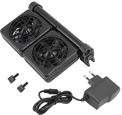 Buachois Ventilador de refrigeración para acuario, 2 ventiladores, 2 marchas, ventilador de refrigeración ajustable, silencioso para acuarios de agua dulce