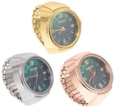 Mikikit 3 STK Ringuhr Fingeruhrring Modische Fingeruhr Kreativer Mini-uhrenring Uhr Im Ringdesign Damen Fingeruhr Damenuhren Für Damen Glas Rostfreier Stahl Kleiner Ring Fräulein