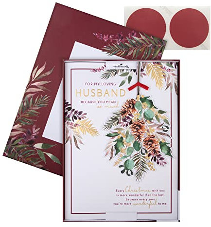 Hallmark Weihnachtskarte für Ehemann, traditionelles Blatt-Design, 25575207, mehrfarbig