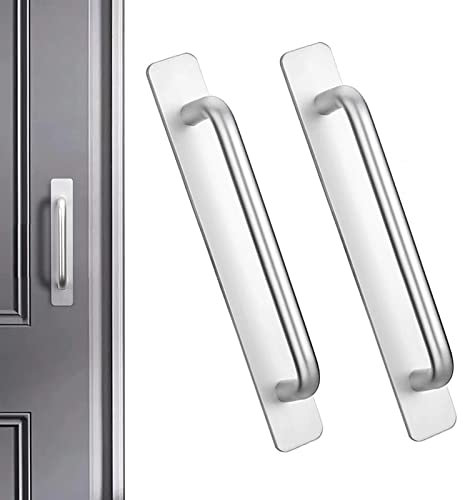 iTYOOS 2 PCS Black Kitchen Cupboard Handles Self Stick Cabinet Drawer Handles Pulls Self Adhesive Door Handle Pull Handles Helper with Adhesive for Kitchen Cabinet Drawer Closet Handles