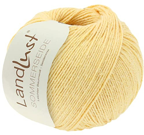 LANA GROSSA Landlust Sommerseide | Feines & leichtes Baumwoll-Seidengarn | Handstrickgarn aus 50% Seide & 50% Baumwolle | 50g Wolle zum Stricken & Häkeln | 170m Garn FB 38