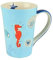Mila Keramik-Teebecher Save The Ocean Maritime Tee- und Kaffee-Tasse ca. 400ml mit Meer-Motiven wie Seestern Seepferd Koralle Krabbe Krebs