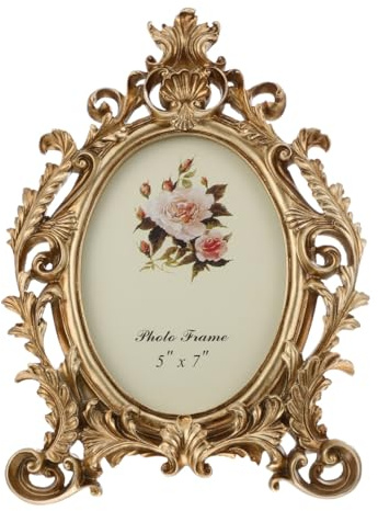 BESPORTBLE Bilderrahmen Oval Antik Gold Desktop-Fotorahmen Mit Staffelei Kreativer Fotodehalter Für Tisch Regal Kommode Und Schreibtisch Für Vintage Deko Im Wohnzimmer