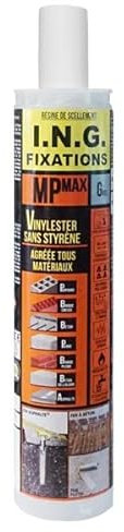 Résine scellement chimique vinylester MPMax gris 300ml Ing Fixations