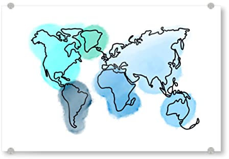 artboxONE Acrylglasbild 60x40 cm Reise Weltkarte Lineart Onelineart - Bild Weltkarte globus Karte