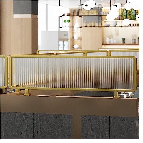 YJEUZCD Esstisch Bildschirme, Gestreift Matt Glas Restaurant Dekorative Trennwände, Erhöht Kochtopf Gang Arbeitsplatte Schreibtisch-Teiler, 30/50cm Niedriger Zaun (Farbe : Gold, Größe : 50x100cm)