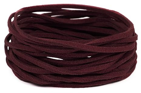 LEREATI Faux Leather Cord for Jewellery Making, 3mm Suede Cord Flat Leather String, 5m Beading Thread for Necklace, Bracelet, Pendants, Dream Catcher, DIY Crafts (Wine Red)