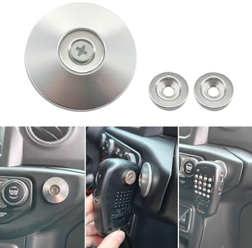 Timilge Magnetic Radio Mic Holder CB Mic Mount for 2007-2024 Wrangler JK JL Unlimited & Gladiator JT Microphone Radio Walkie Talkie (Silvery)