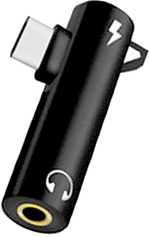 Osmond Adaptador de audio tipo C gancho llamada música carga 2-en-1 3.5mm agujero redondo auricular convertidor, 500118387