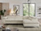 MKS MEBLE Sofa L, Wohnlandschaft L-Form mit Schlaffunktion und Bettkasten, Schlafsofa mit Bettkasten, Ecksofa, Sofa mit Einstellbare Kopfstützen, Pedro L - Beige Velvet - Rechts