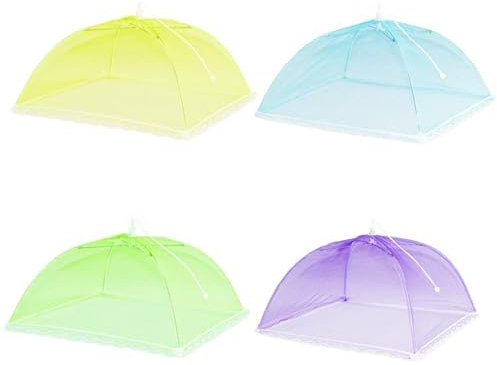 UEPOA 4 cubiertas plegables para tartas, moscas, para alimentos, frutas, barbacoas, picnics (32 x 32 cm)