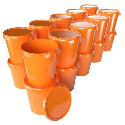 20 Eimer mit Deckel 30 Liter Made in Germany - lebensmittelecht, stabil, luftdicht - Vorratseimer für Aufbewahrung von Lebensmittel, Büromaterial, Kinderzimmer, Haushalt, Werkstatt, Gastronomie Orange