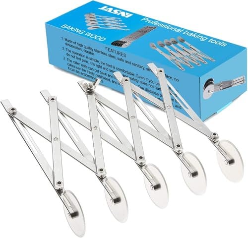 Cortador de pizza de acero inoxidable de grado alimenticio con múltiples ruedas, divisor de masa, cuchillo de repostería para hornear (5, ruedas)
