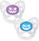 Dentistar Silikon Schnuller 2er-Set - Größe 3 ab 14 Monate - Zahn- & kieferfreundlicher Nuckel mit Dental-Stufe – BPA-frei – Made in Germany - Halloween Kürbis Lila & Blau