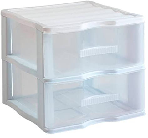 AC - Cajonera de Almacenamiento WGN - 2 Cajones - Torre de Almacenamiento Multiusos para Oficina, hogar, Escuela, etc - 32,5 x 37 x 39 cm - Color Blanco - Cajones Transparentes