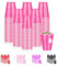 Dualshine Paquete de 100 vasos de plástico de color rosa intenso de 12 onzas, vasos desechables para fiestas, vasos de chupito resistentes para bodas, cumpleaños, día de San Valentín, sabor de cerveza