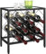 HOMCOM Botellero Vino para 10 Botellas Botellero con Encimera de Vidrio Templado y Marco de Acero para Salón Comedor 41x22x41 cm Negro
