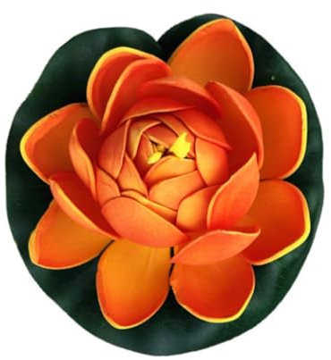 5 Stück Gefälschte Schwimmende Blumen Lotus Seerose Pflanzen, Simulierter Seerosen lotus, Künstliche Blumen, Lebensechte Seerose, Landschaft für Teich, Garten, Dekoration, Mikro (28cm,orange)