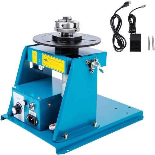 10 kg 3-Backen-Drehtisch für Schweißpositionierer – motorisierter Drehtisch mit 0,5–6 U/min, Neigung von 0–90°, 2,5-Zoll-Spannfutter und Brennerständer – zum Schneiden und Herstellen,Schleifen