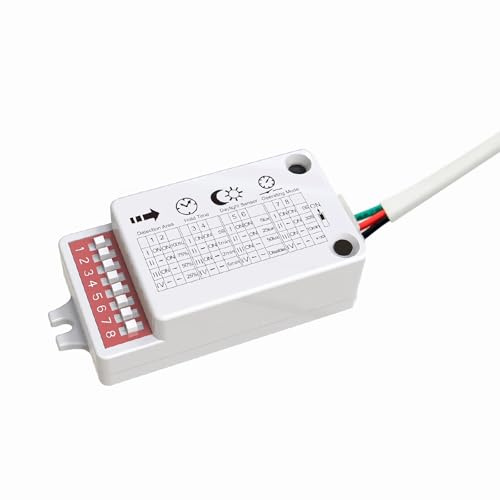 MC002D6 Merrytek Microwave Motion Sensor 12V DC with 5V DC Output, 5.8GHz HF Sensor, Motion Sensor for Light Control, Ceiling Mounting, IP20, Adjustable, PWM, Daylight Sensor
