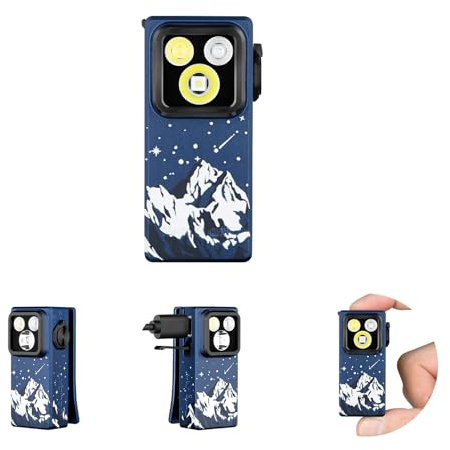 OLIGHT Oclip Ultra Lampe à Pince 3 Lumière UV 800mW Max 530LM 130M EDC Torche Matériau Extrême OAL 144H Type-C Rechargeable IPX6 Activités Plein Air et Détection des Taches Sommet enneigé