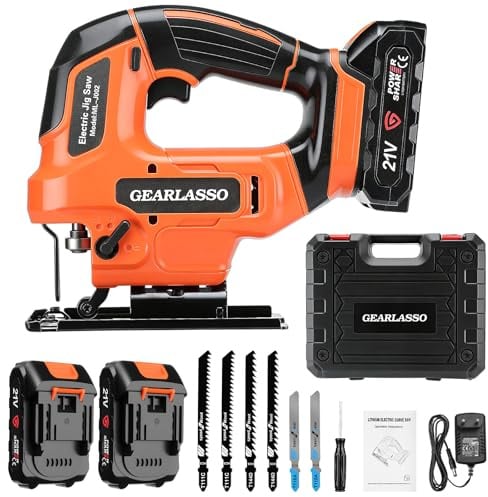 GEARLASSO Akku Stichsäge 21V Pendelhub 45° Bürstenlos LED Für Holz Metall