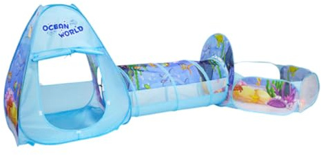 GALPADA Faltbares Kinderspielzelt Mit DREI Ozean Ballpools Kinderzelt Mit Kriechtunnel Unterwasserwelt Spielhaus Für Drinnen Und Draußen