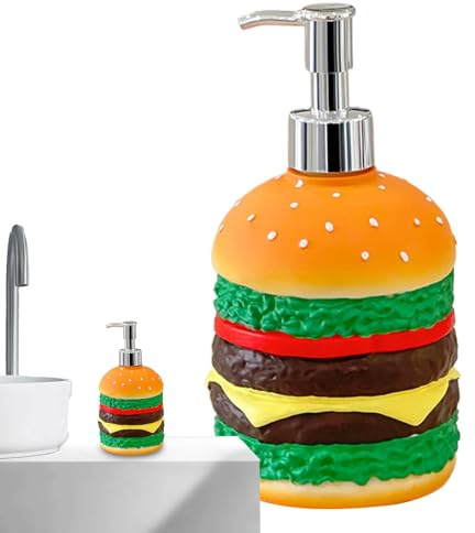 Seifenspender – 500ml Hamburger Form Püsh-Button, Lustiges Küchen & Badezimmer Zubehör | Flüssigseife, Shampoo, Spülmittel, Duschgel Behälter