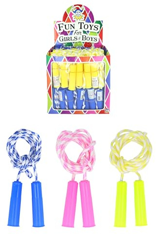 Henbrandt Skipping Ropes 205cm 3 Assorted Colours - Blue Pink Yellow Jump Ropes for Kids Adults Garden Outdoor Play Exercise Training