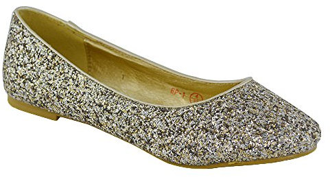 ESSEX GLAM New Womens Ladies Flat Glitter Bridal Bridesmaid Prom Dolly Pumps Shoes 3-9 (UK 6 / EU 39 / US 8, Multi Glitter)