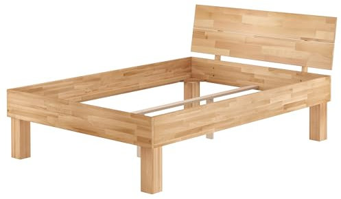Erst-Holz® Hohes Massivholzbett 140x220 Seniorenbett Einzelbett Buche 60.81-14-220 oR