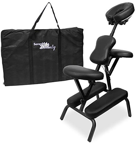 Beauty Stool Chair Tattoo Massage Adjustable Portable Folding Therapy Body Salon (Black)