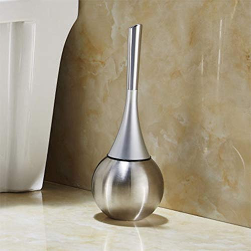 Ronghai Modern Toilet Brush & Holder, Stainless Steel Bowl Base ABS Handle Detachable Toilet Cleaning Set (Silver Plating)