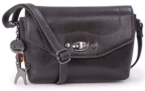 Catwalk Collection Handbags Genuine Leather Crossbody Bag Florence | Small Women's Flapover Handbag, Occasion Shoulder Bag, Adjustable Crossbody Strap, Multiple Pockets, Slim Design, Evening Bag