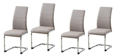 HTI-Line Schwingstuhl 4er Set PU Cappuccino SallyC Freischwinger Esszimmerstuhl Kunstleder