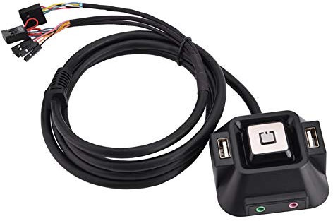 Diyeeni Computer EIN- und Ausschalter, PC Power Button Startknopf mit 2 USB Anschlüsse, 1 Audiobuchse, 1 Mikrofon Port, Schreibtisch Externen PC Einschaltknopf
