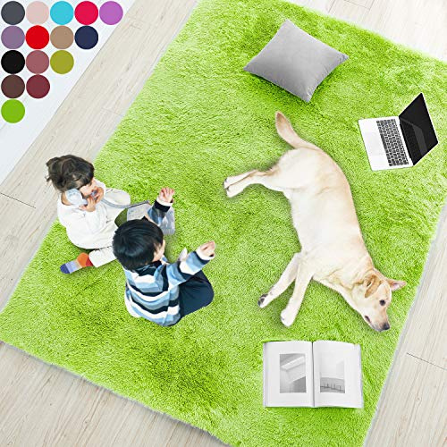 rug for bedroom, Fluffy 2x3 Furry Carpet, Shaggy Door Mat, Cute Green Plush
