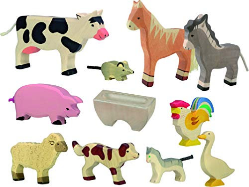 Bambilino Holztiger Bauernhoftiere Set mit 11 Spielfiguren