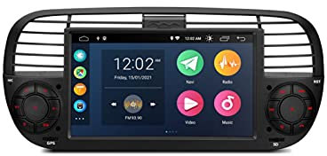 ESTOCK1 ANDROID 14 autoradio navigatore per Fiat 500 Fiat Abarth 500 2007-2015 Carplay wi-fi GPS 7 USB WI-FI Bluetooth Mirrorlink color Nero CAR TABLET wi-fi radio