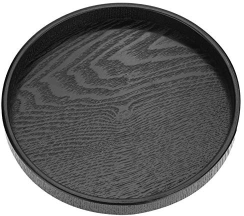 Tablett Holz Rund, Schwarz Serviertablett aus Holz Deko Tablett Rund zum Servieren von Frühstück, Kaffee, Abendessen, Wein, Tee, Bar(30cm)