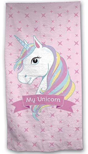 Serviette de plage - licorne rose - 70 cm x 140 cm