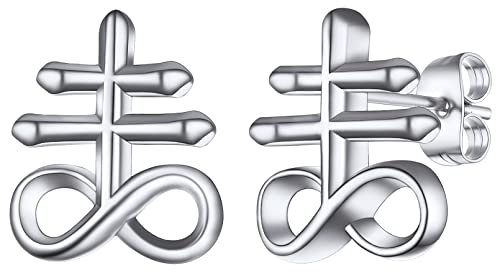 FaithHeart Silber Satanic Leviathan Kreuz Schwefel Symbol Ohrstecker aus Edelstahl Punk Gothic Ohrstecker für Damen und Herren