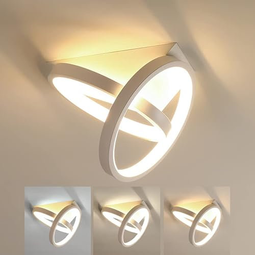 26W LED Moderne Deckenleuchte Dimmbar Deckenlampen Ringe Weiß Flur Wandlampe Runde Deckenleuchtung für Wohnzimmer Schlafzimmer Esszimmer Küche Korridor Balkon Gang Treppe Lampen (Ohne Bewegungssensor)