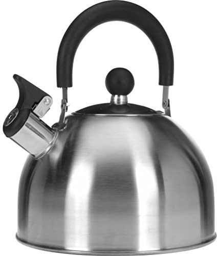 OrionMart StoveTop Whistling Kettle Stainless Steel 2.5 L | Camping Whistling Kettle for Induction Hob - Hob Kettle with Ergonomic Handle