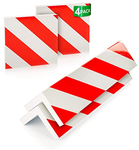 NURADA - Garagen Wandschutz. Wandpolster Selbstklebend. Schaumstoff Selbstklebend. Kantenschutz Garage. Wandschutz Garage. Garage Türschutz Auto. (2 Einheiten 40x20x2cm + 2 Einheiten 20x20x2cm) (Rot)