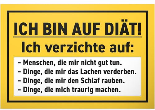 DankeDir! Ich bin auf Diät - Schild 30 x 20 cm - Wanddeko lustiger Spruch Türschild Spruchschild Geburtstagsgeschenk - Geschenkidee Party Deko Kollegen Freunde Geschenk Partydeko