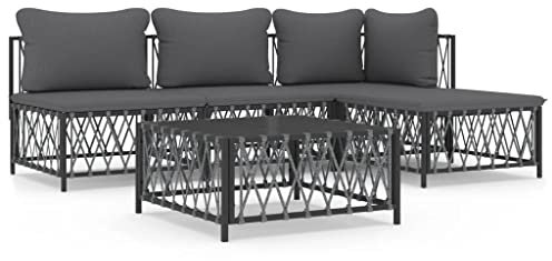 Tidyard 5-TLG. Gartenlounge Set, Balkon Lounge Metall, Gartensofa Lounge, Terrassensofa, Loungesofa Outdoor, Loungemöbel Terrasse, Gartenmöbel für Draußen