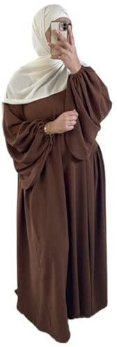 Frauen Abaya Kleid Ramadan Islamische muslimische Kleidung Krepp Ballon Ärmel Abaya Kleid Jilbab Afrikanische Türkische Robe Dubai Outfits