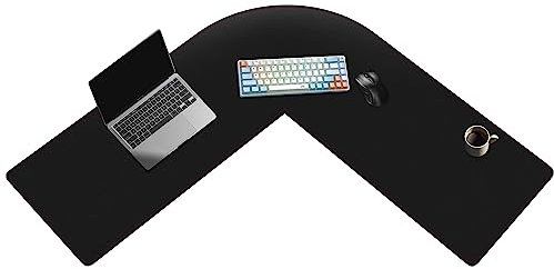 ZORESYN L förmiger Schreibtischunterlage (110+110) x33cm, Eck-Büro-schreibmatte PU Leder, Computer tischunterlage schreibtisch, gaming mauspad xxl, Workstation Tastaturmatte(Schwarz)