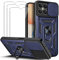 Coque pour Honor 70 Lite/Honor X8 5G/X6 4G avec entille Coulissante Couverture et Support Rotatif + [3 Pièces] Verre Trempé, Étui de Protection de Qualité Militaire [Antichoc] Rigide Housse, Bleu